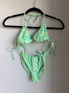It's Now Cool x Free People Checkered Wave Bikini Set, medium bottom, small top